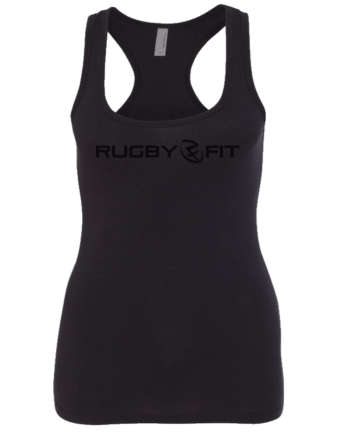 RugbyFit Ladies Racerback Tank (Black on Black)