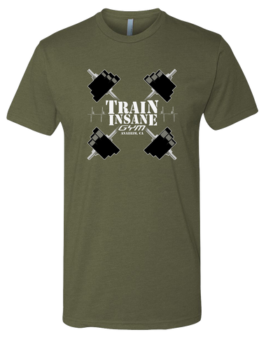 TI Barbells Mens Premium Fitted CVC Crew (MilitaryGreen)